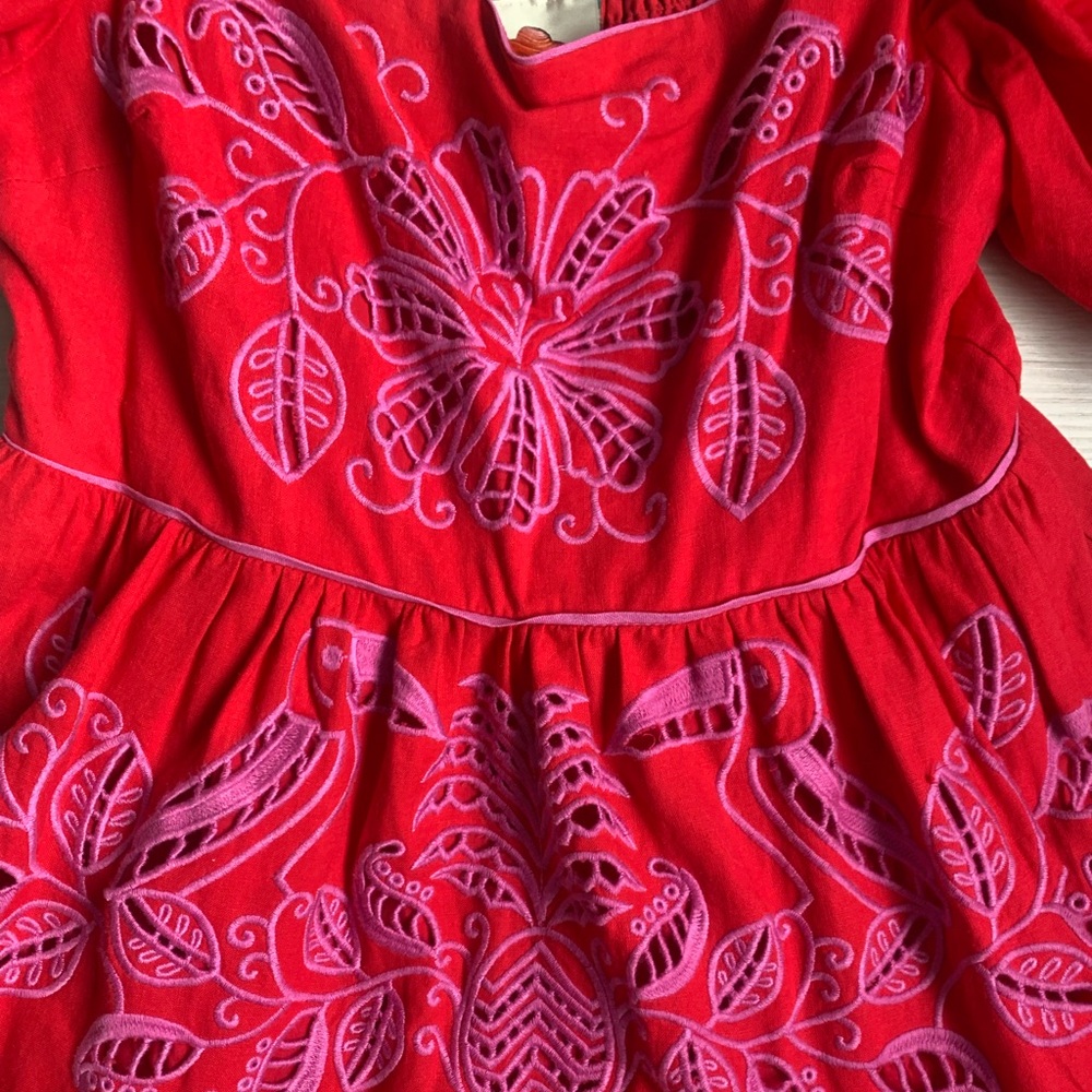 FARM Rio Red Embroidered Midi Dress - Picture 2 of 5